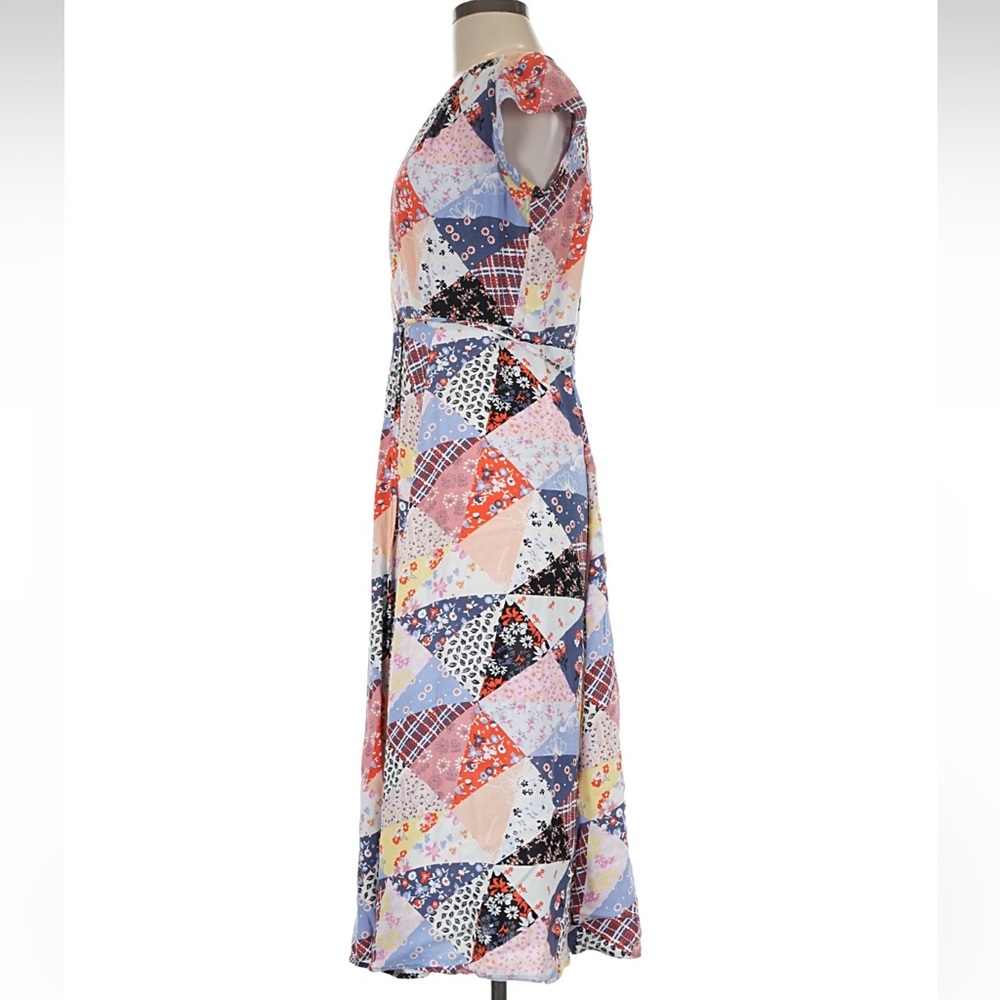 GAP Patchwork Print Wrap Dress Size Medium - image 2